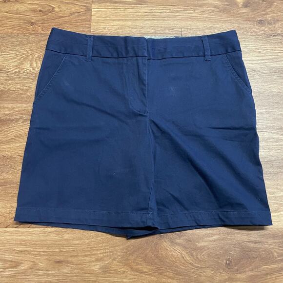 Izod Womens Solid Navy Blue Chino Shorts Size 8/Medium Stretch Cotton - Picture 1 of 8